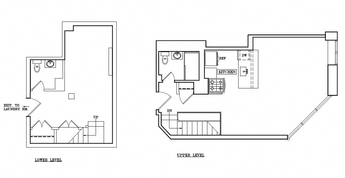 Floor plan for 1 bed, 1.5 baths